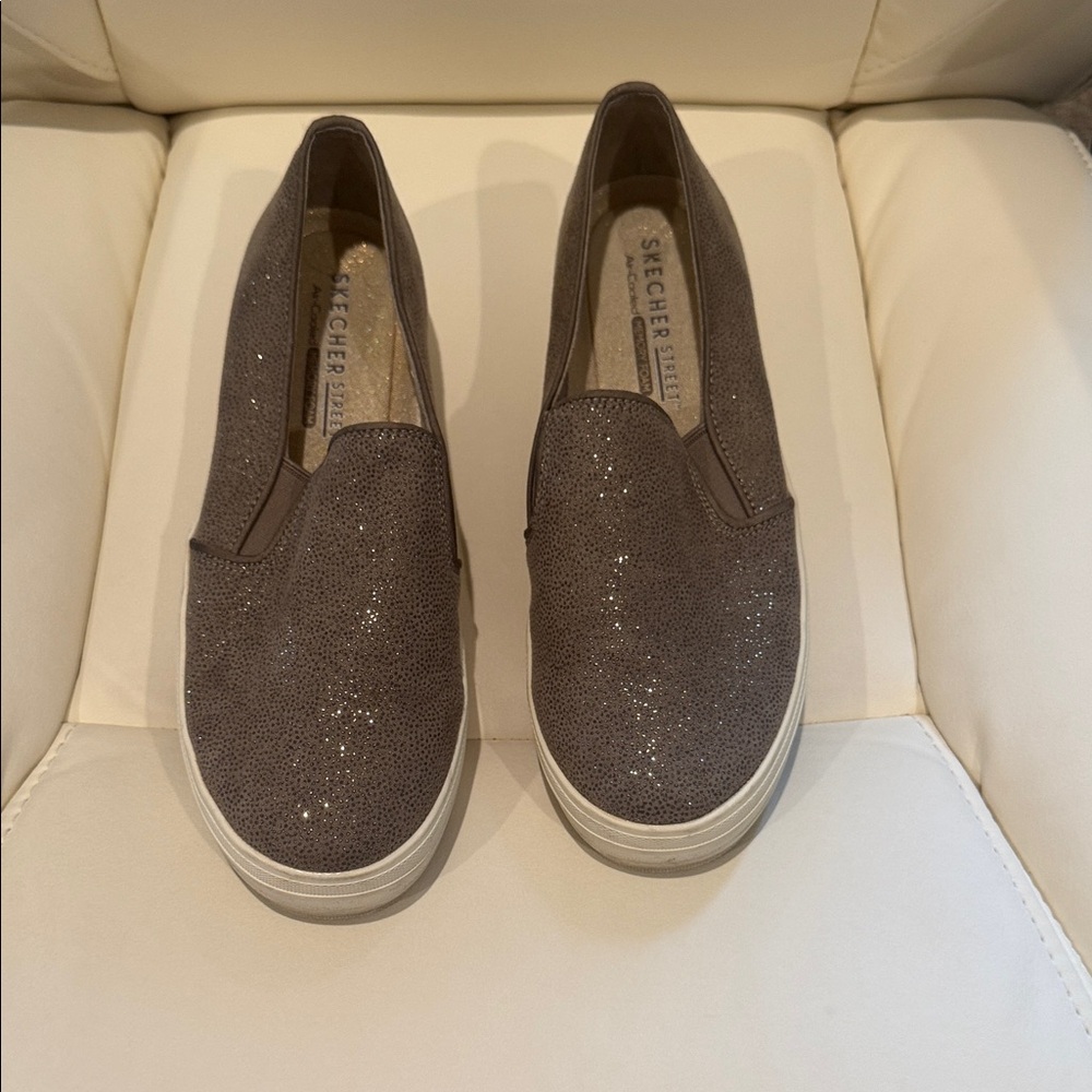 Skechers Glittery Gray Slip-Ons